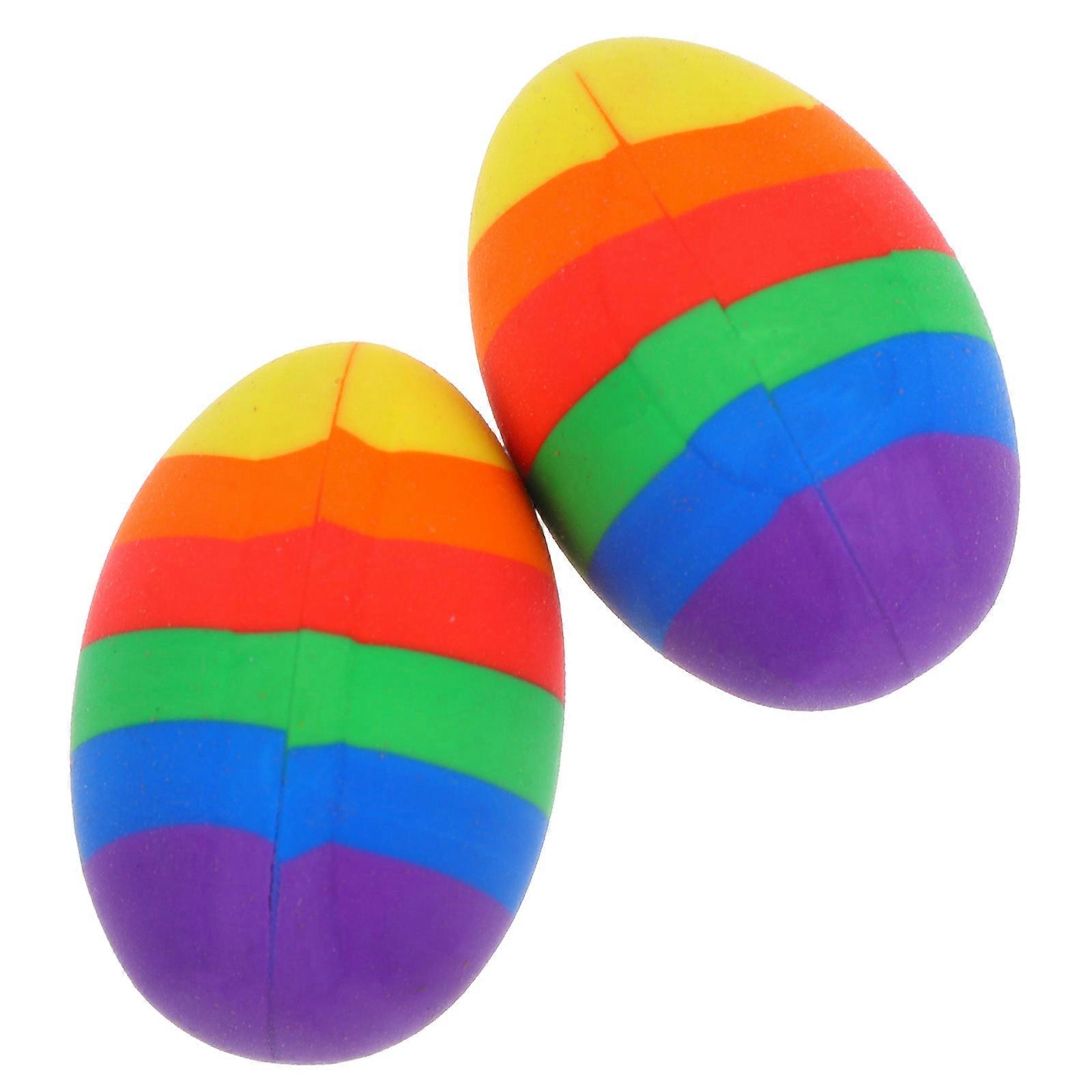 Colorful Egg Shaped Pencil Erasers Easter-Themed Eraser Set 2Pcs