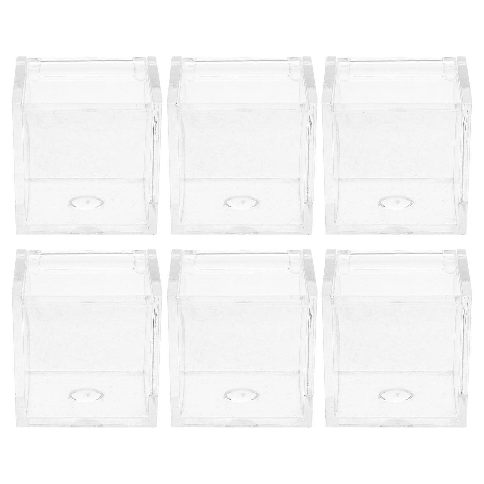 6Pcs Clear Small Square Candy Box for Presentations and Candy Storage Transparent Plastic Storage Container for Weddings Birthdays