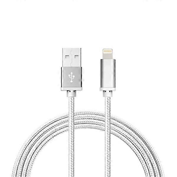 1M Cable compatible with iPhone Charger Nylon Quick Charge Silver 5-Pack