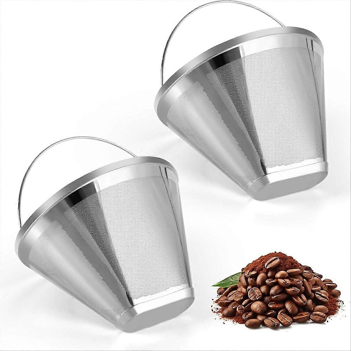 Stainless Steel Coffee Filter, 4 Cone Permanent Coffee Filter 2Pcs