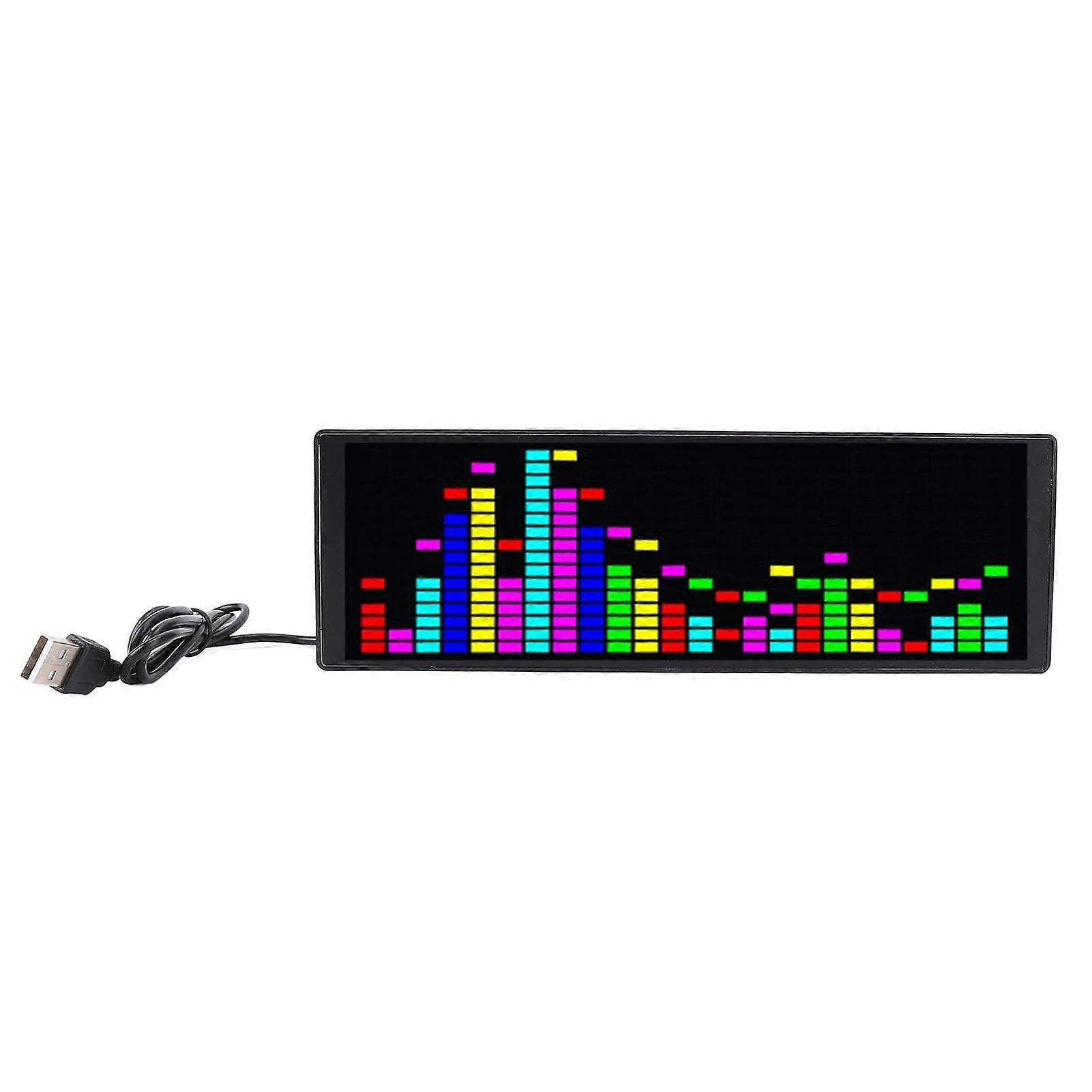 RGB Music Spectrum Display with Clock, USB Powered LED Audio Spectrum Analyzer for Home Studio