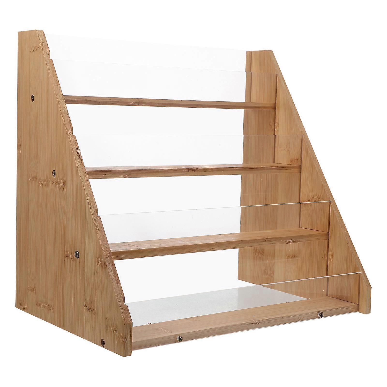 Greeting Card Organizer Display Stand Bamboo for Storage Use Multi-Tier Rack