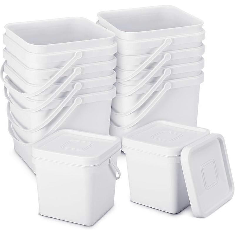 10 count 2.2 Gallon Square Bucket with Lid  Grade Plastic Bucket 10L Utility Industrial Pail with Handle Container for  Oil Tub Water Fishin