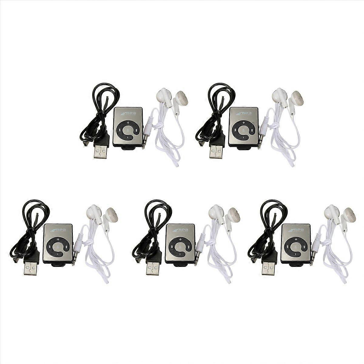 Mini Musik MP3 Player mit USB Kabel mit Kopfhoerer Schwarz