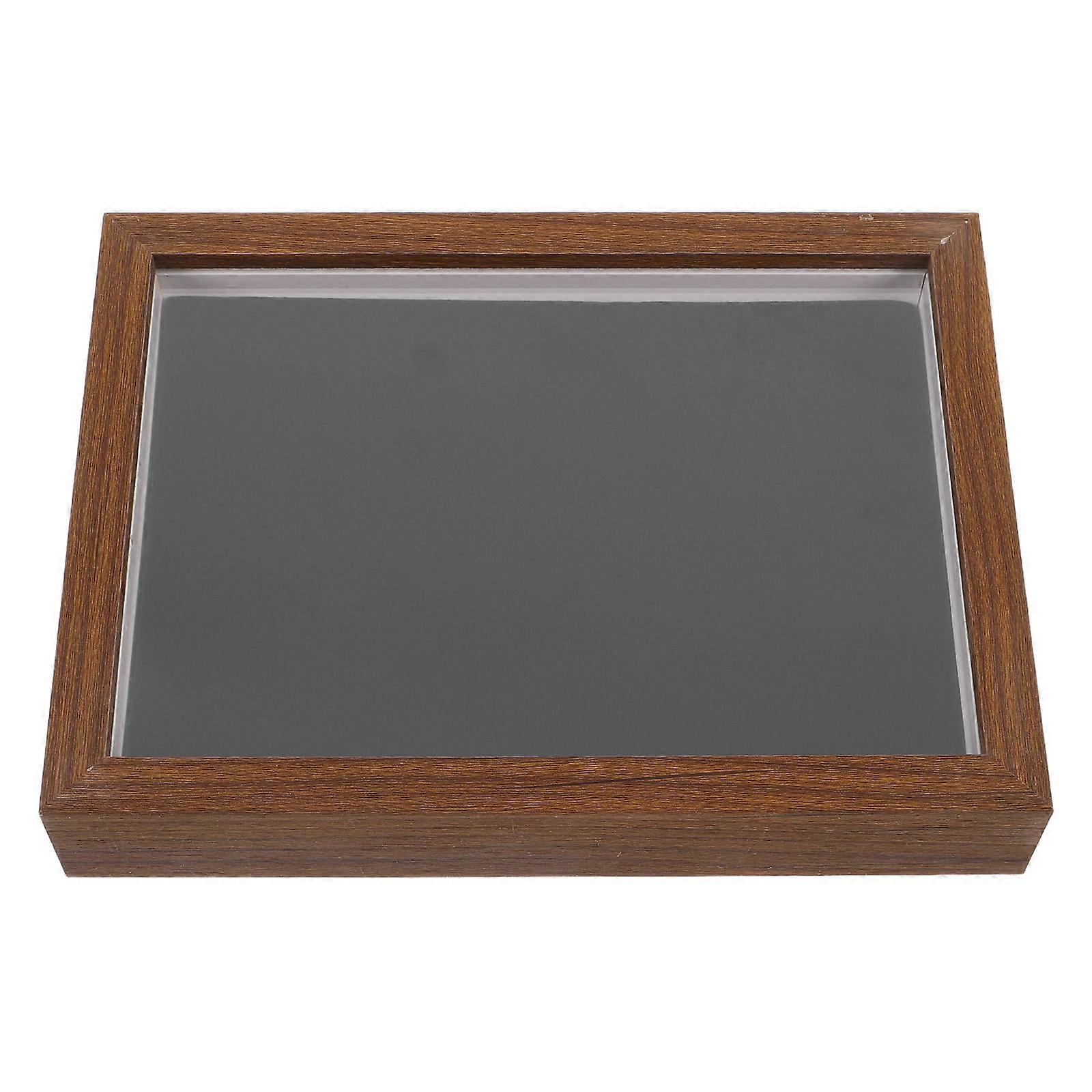 Wood Grain Badge Storage Box for Enamel Pin Display Frame