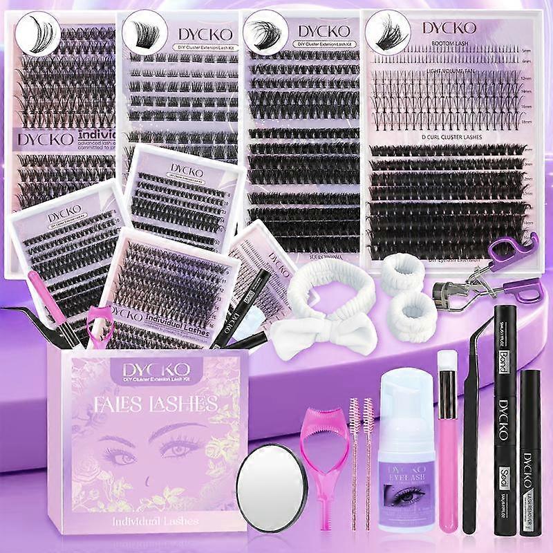 Dycko 3D False Eyelash Gift Box Set, DIY Eyelashes Kit, 14-Piece D Curl Waterproof Long-Lasting Natural Dense Lashes Kit with Tools & Access