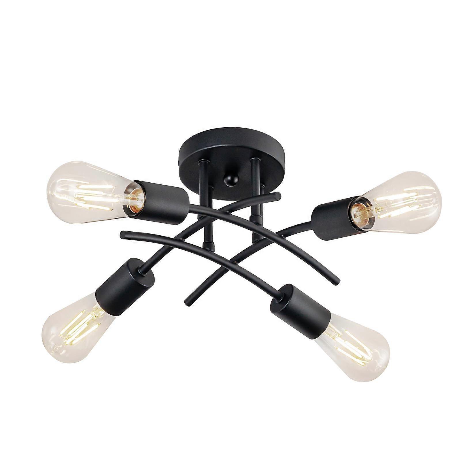 Industrial 4Light Semi Flush Mount Ceiling Fixture, Modern Black Farmhouse Light, E26 Compatible