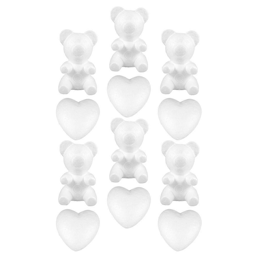 12pcs Foam Animals Heart Diy Bear Foam Bears For Flowers Diy Wedding Foams Crafts Foam Animal Model Diy Crafts Supplies Decorative Foams Craft Heart