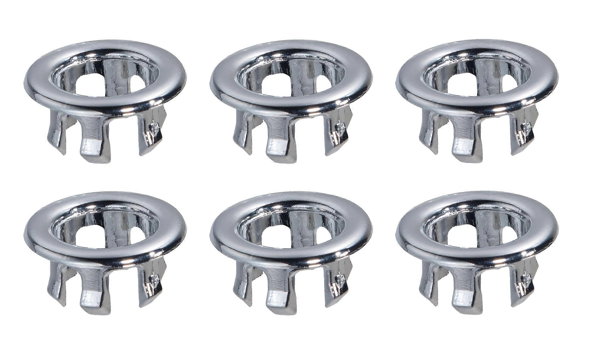 6 Pack Silver Sink Overflow Cover Insert, Bathroom Basin Overflow Cap, Easy Tool Installation