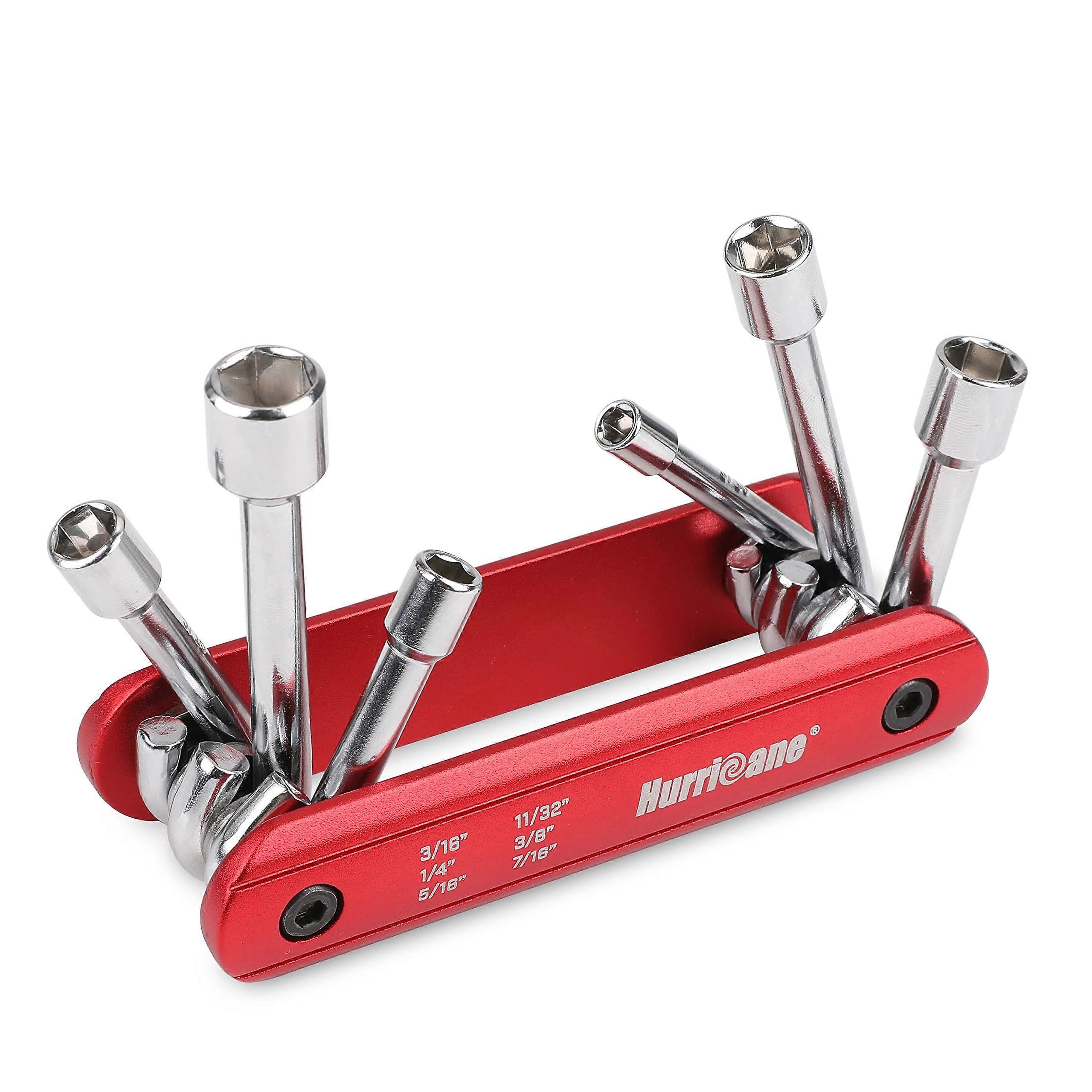 6in1 SAE Folding Nut Driver Set with Magnetic Bit Holder, MultiSize CRV Steel Hex Wrench