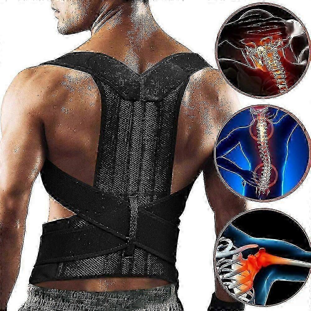 Adjustable Posture Corrector Back Support Shoulder Back Brace Posture Correction Spine Posture Corrector Postural Fixer Tape-black