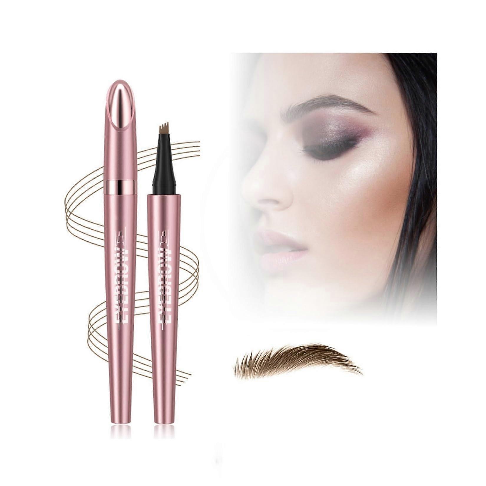 2 Pcs Waterproof 4 Point Eyebrow Pencil with Microfork Tip for Natural LongLasting Brows BLight Coffee
