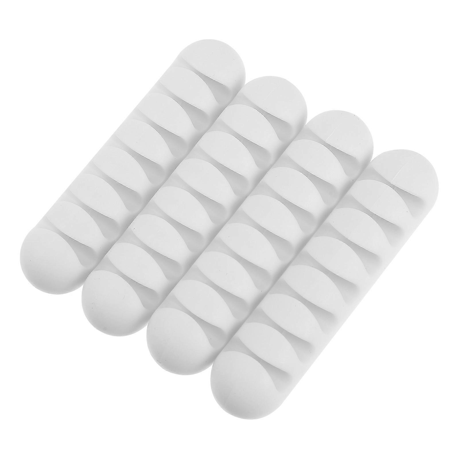 Wire Organizer Silicone Cable Holder for Storage 4Pcs White Adhesive Set