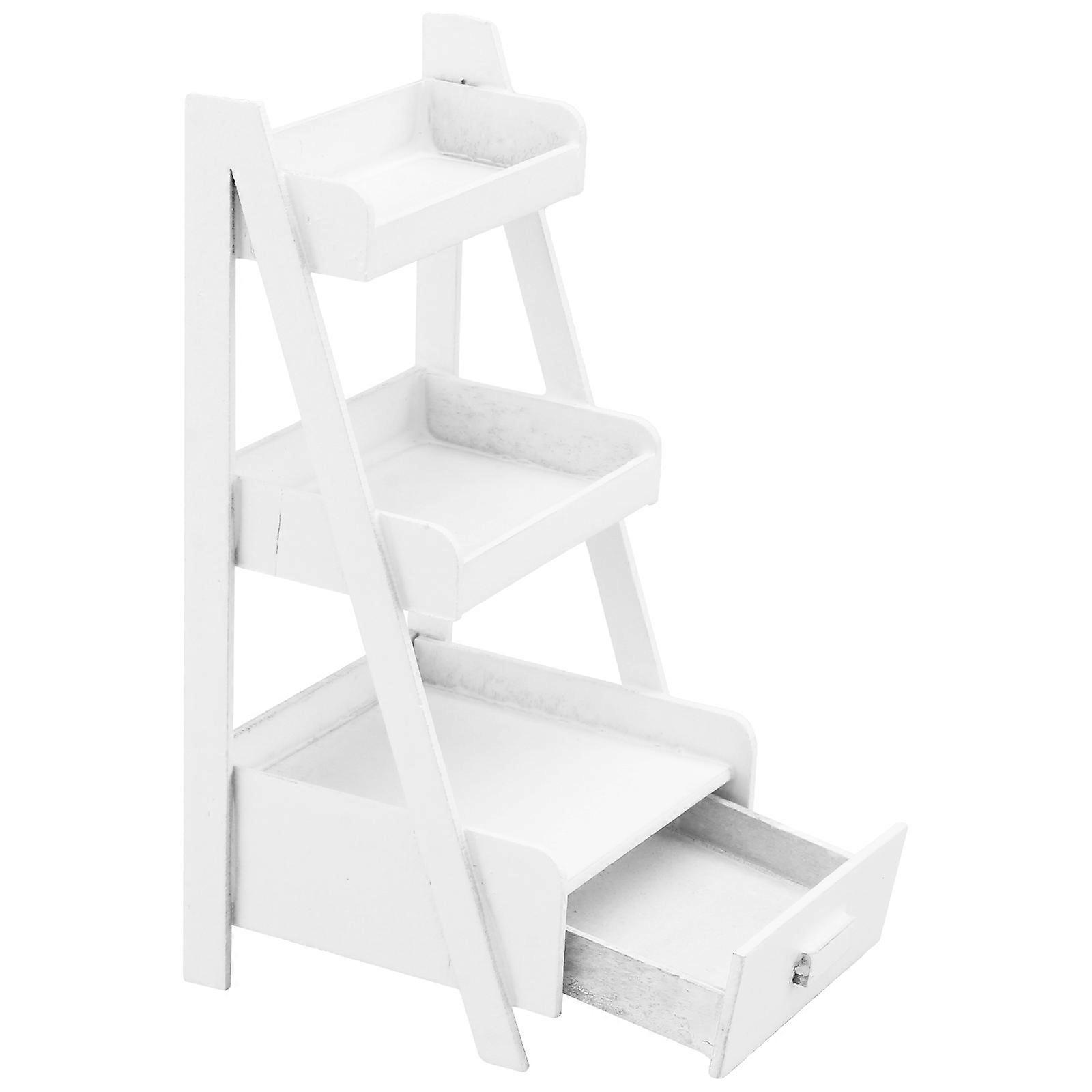 Mini House Accessory Storage Shelf Model for Decor 1Pcs White Wood
