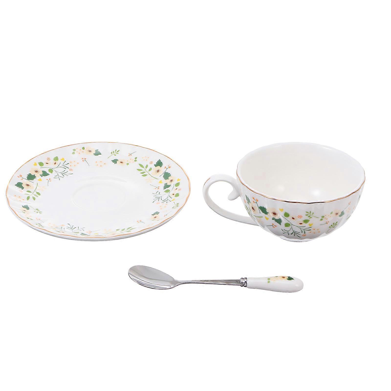 Coffee Cup Set Ceramic for Home Use with Spoon and Cup Dish 1Set