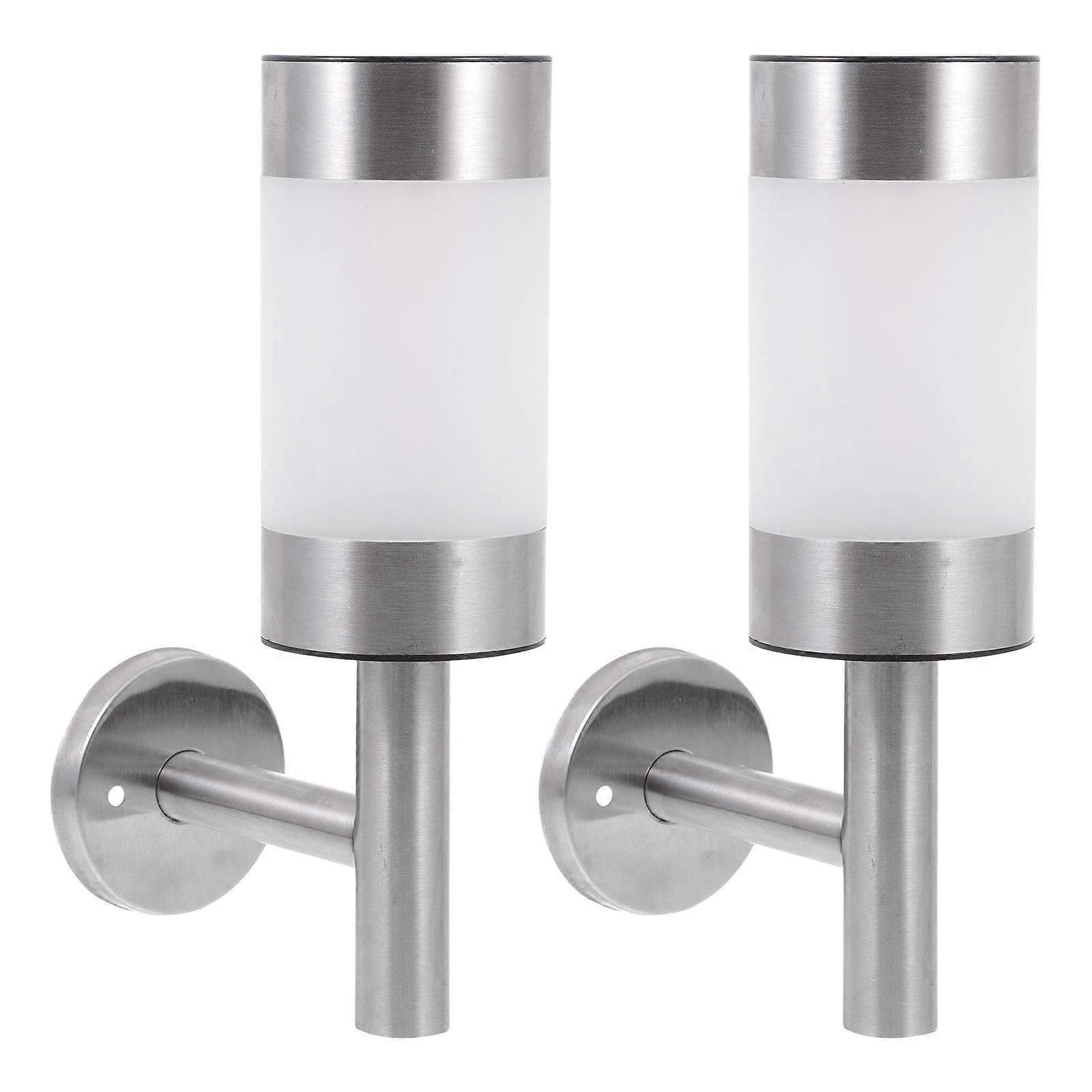 SolarPowered Stainless Steel Wall Lamps for Outdoor Lighting with Automatic On Off Function Silver