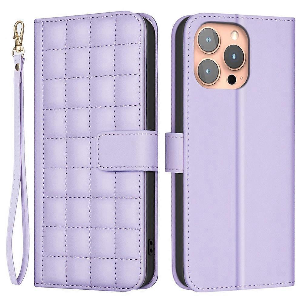 BINFEN COLOR for iPhone 14 Pro Max Case Square Grid Pattern Wallet Leather Cover