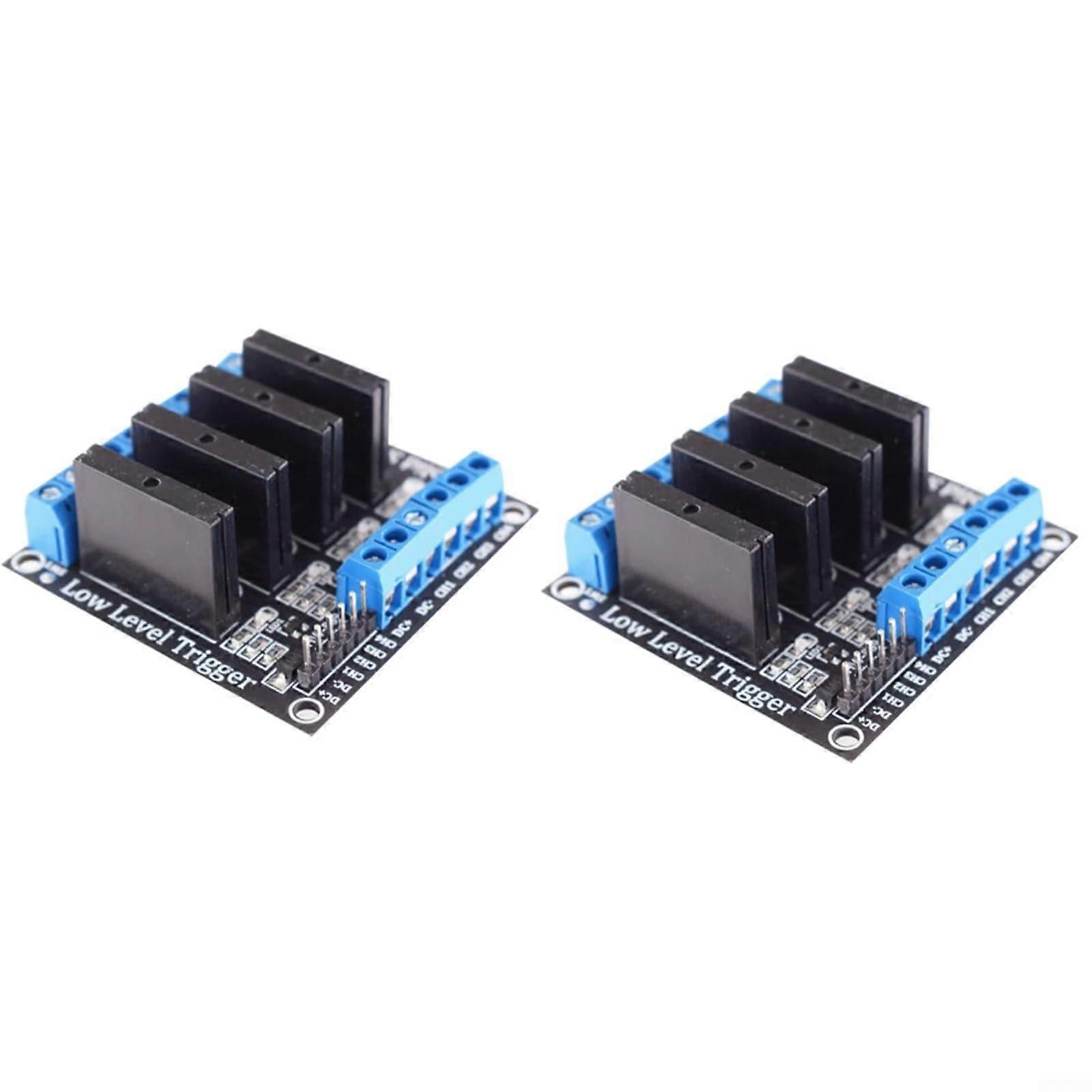 2PCS 4 Channel Solid State Relay Module 5V DC Low Level Trigger Board for Industrial Control