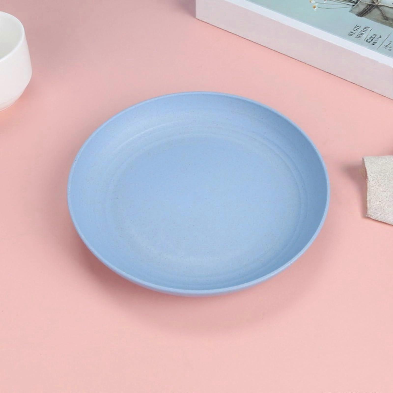 Wheat Straw Dinner Plate 20cm Blue Eco Friendly Nordic Style Durable and Reusable