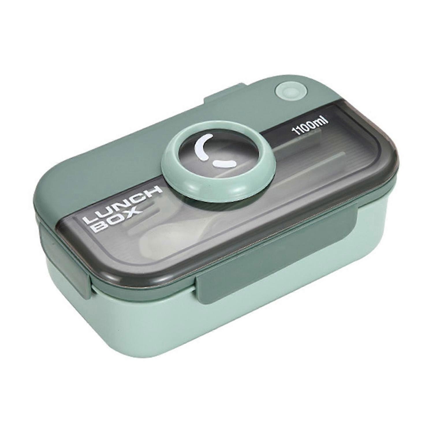 Japanese Single-Layer Lunch Box with Spoon Fork Rectangular Food Storage Box