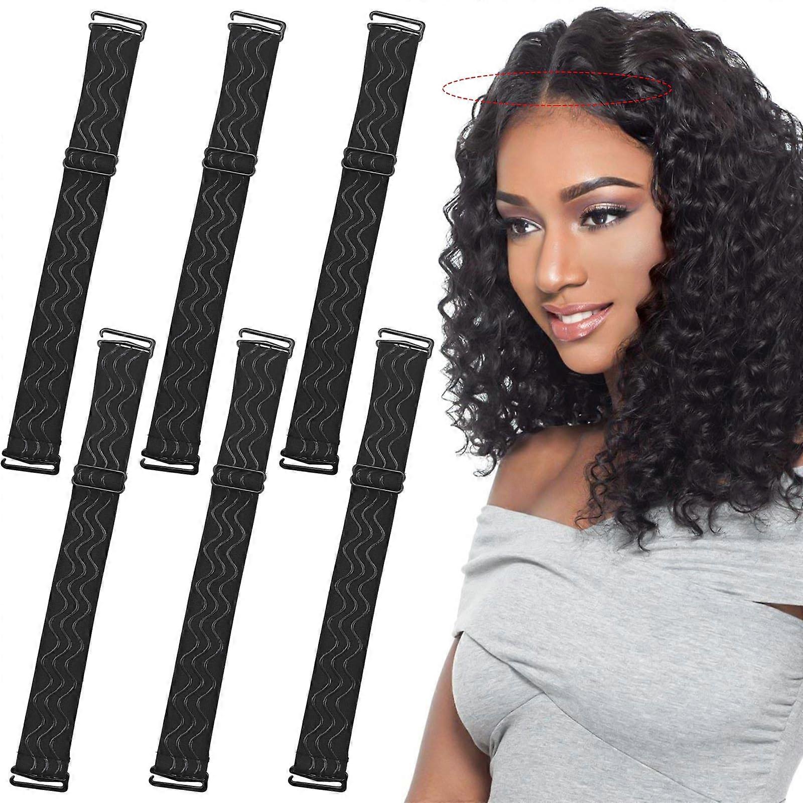 6 Pack Adjustable Elastic Wig Grip Band with AntiSlip Silicone Strips for Secure Comfortable Fit