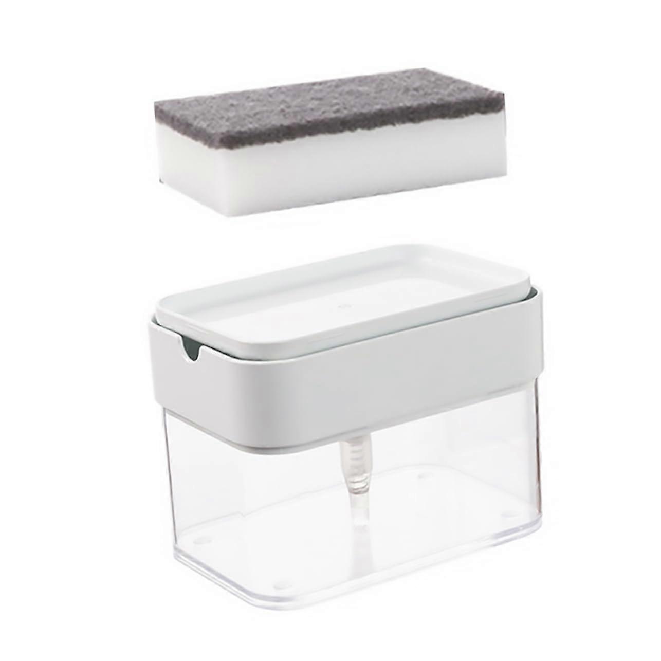 Dish Soap Dispenser with Sponge Holder, Compact Kitchen Sink Pump for Easy OneHand Use