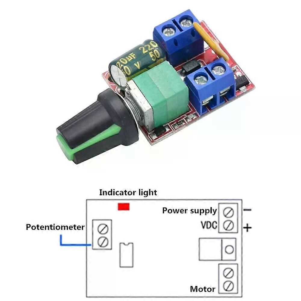 Mini 5A PWM Max 90W DC Motor Speed Controller Module 3V 6V 12V 24V 35V Speed Control Switch LED Dimmer