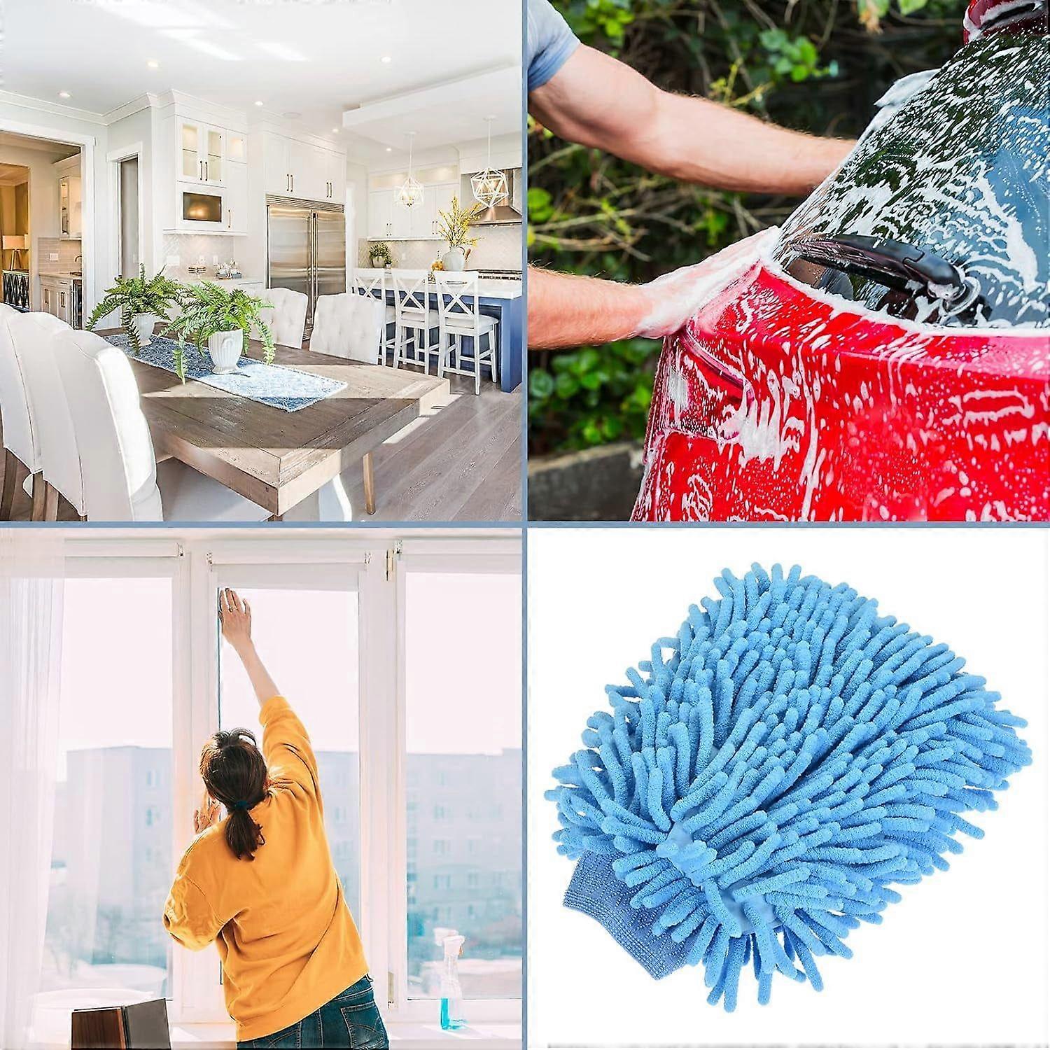 Microfiber Chenille Wash Mitt - Double Side Reusable Gloves for Cleaning,