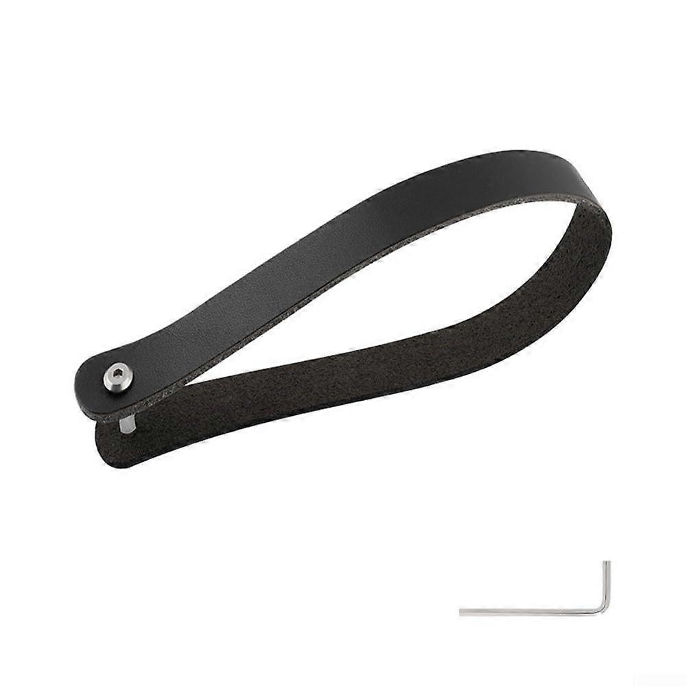 Bike Front Carrier Bag Quick Release Pull Ring Cowhide Handlebar Bag with Steel Frame Black