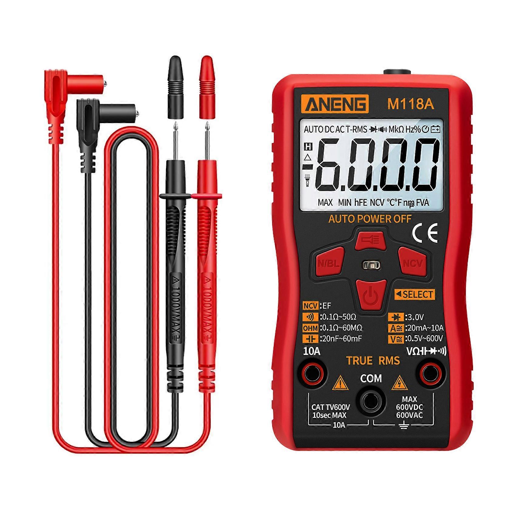 ANENG M118A Mini Digital Multimeter Durable Automatic True Tester 6000 Counts Auto-Ranging AC/DC Tr