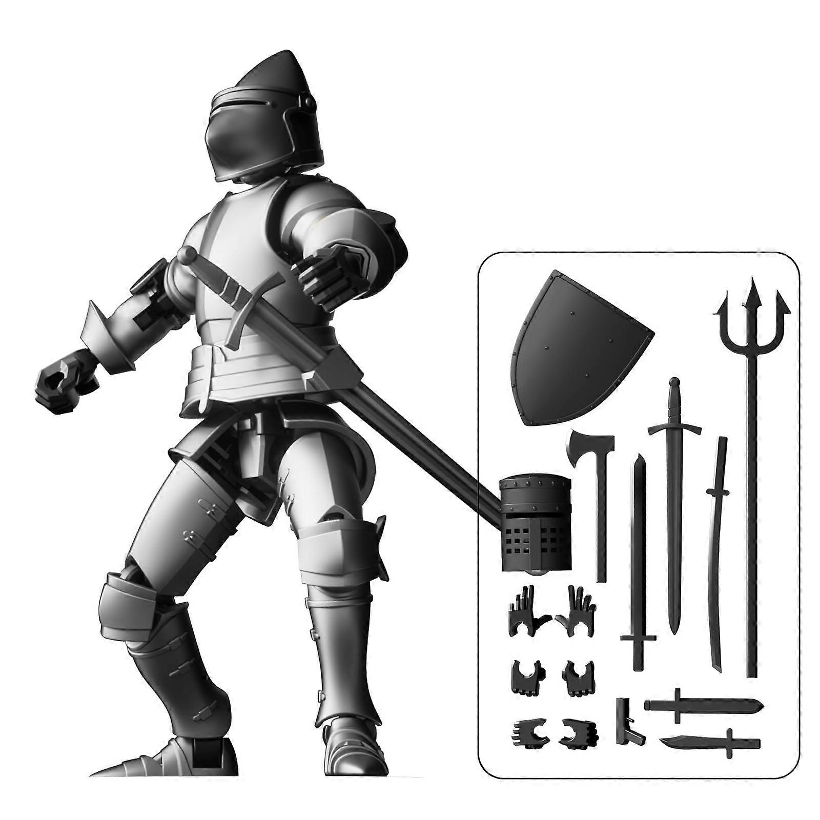 Fully Articulated Knight Armor Action Figure with Interchangeable Accessories, Black T13 Model