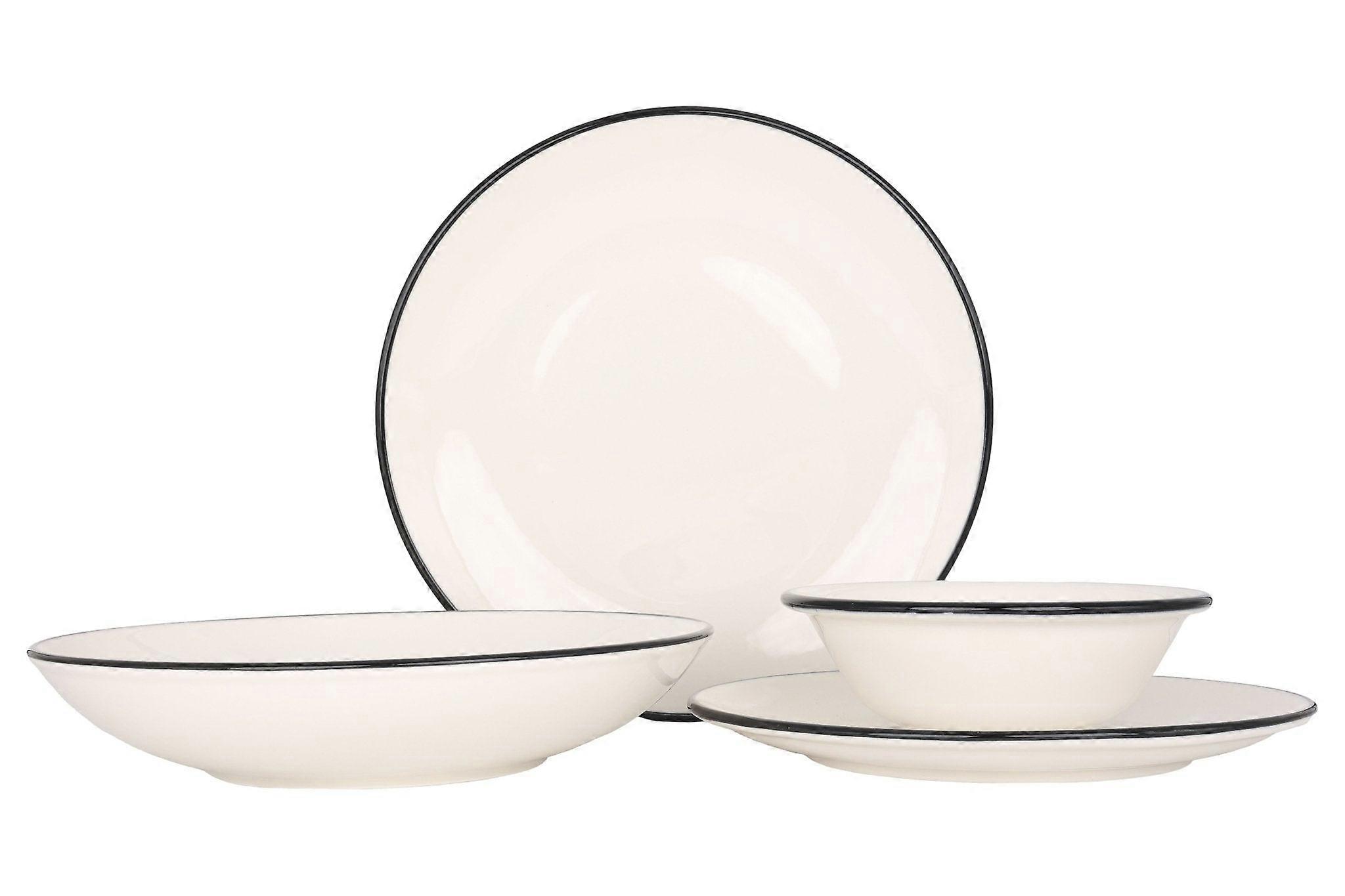 Bonna Dinnerware Set (Large) - Linea Black - 24 pieces - 6 persons - Porcelain