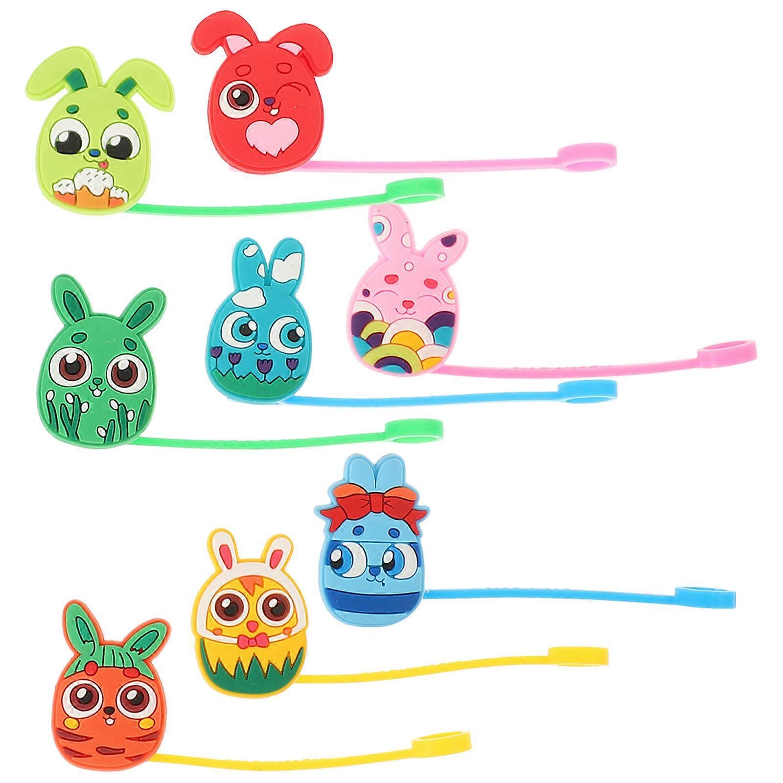 Silicone Straw Cover Bunny Style for Decor 8Pcs Assorted