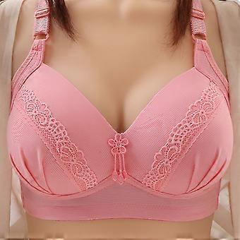 Reggiseno push-up sexy in pizzo per donna, senza ferretto, imbottito, con spalline regolabili, morbido e traspirante, rosa acceso, taglia 46C