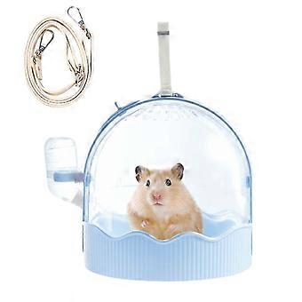 Hamster Carrier with Adjustable Shoulder Strap, 360° Transparent Ventilated Small Animal Travel Cage