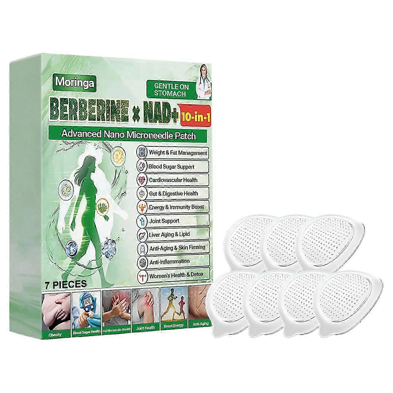Berberine NAD+ Nano Microneedle Patch,Moringa Herbal Support Patch,7-Pack_fyj