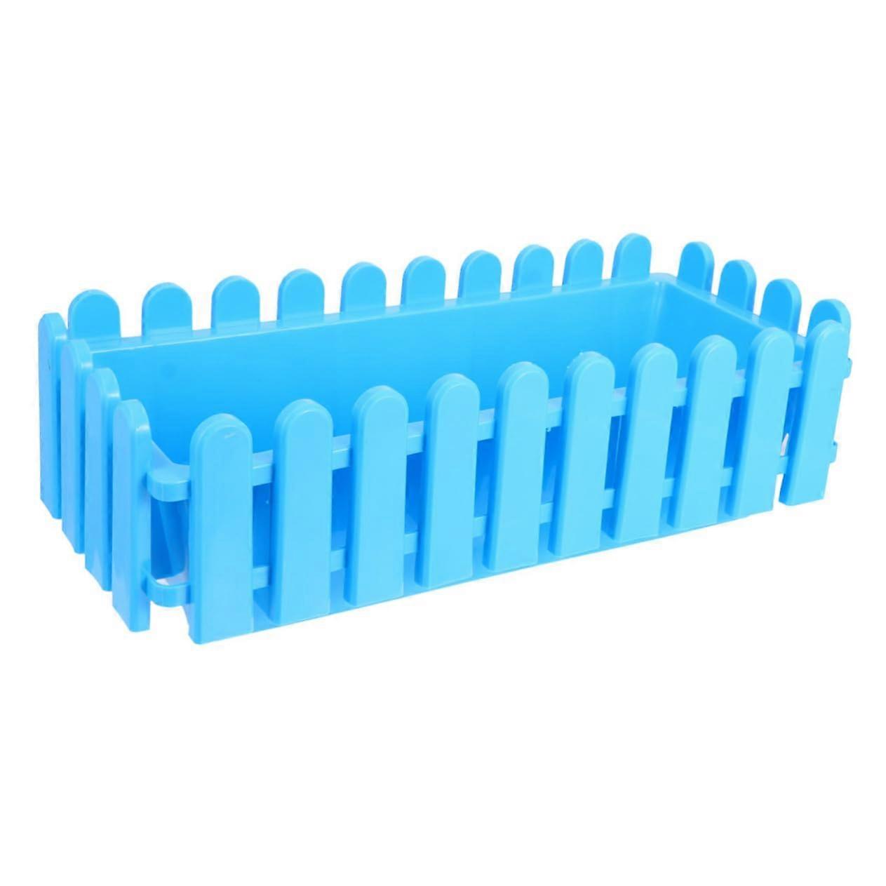 Blue Rectangular Plastic Flower Pot Garden Planter for Courtyard Restaurant Decor Versatile Styling