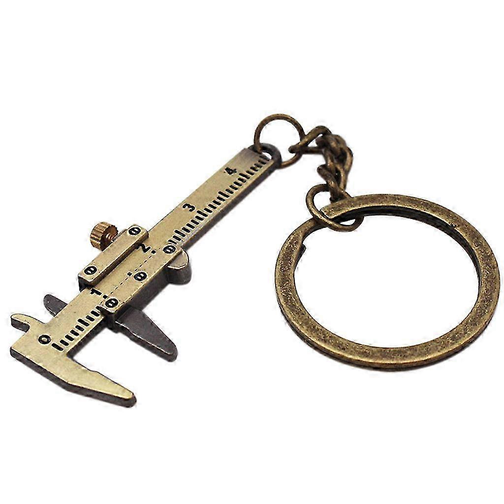 Key Holder Measuring Tool with Mini Vernier Caliper Keychain Silver