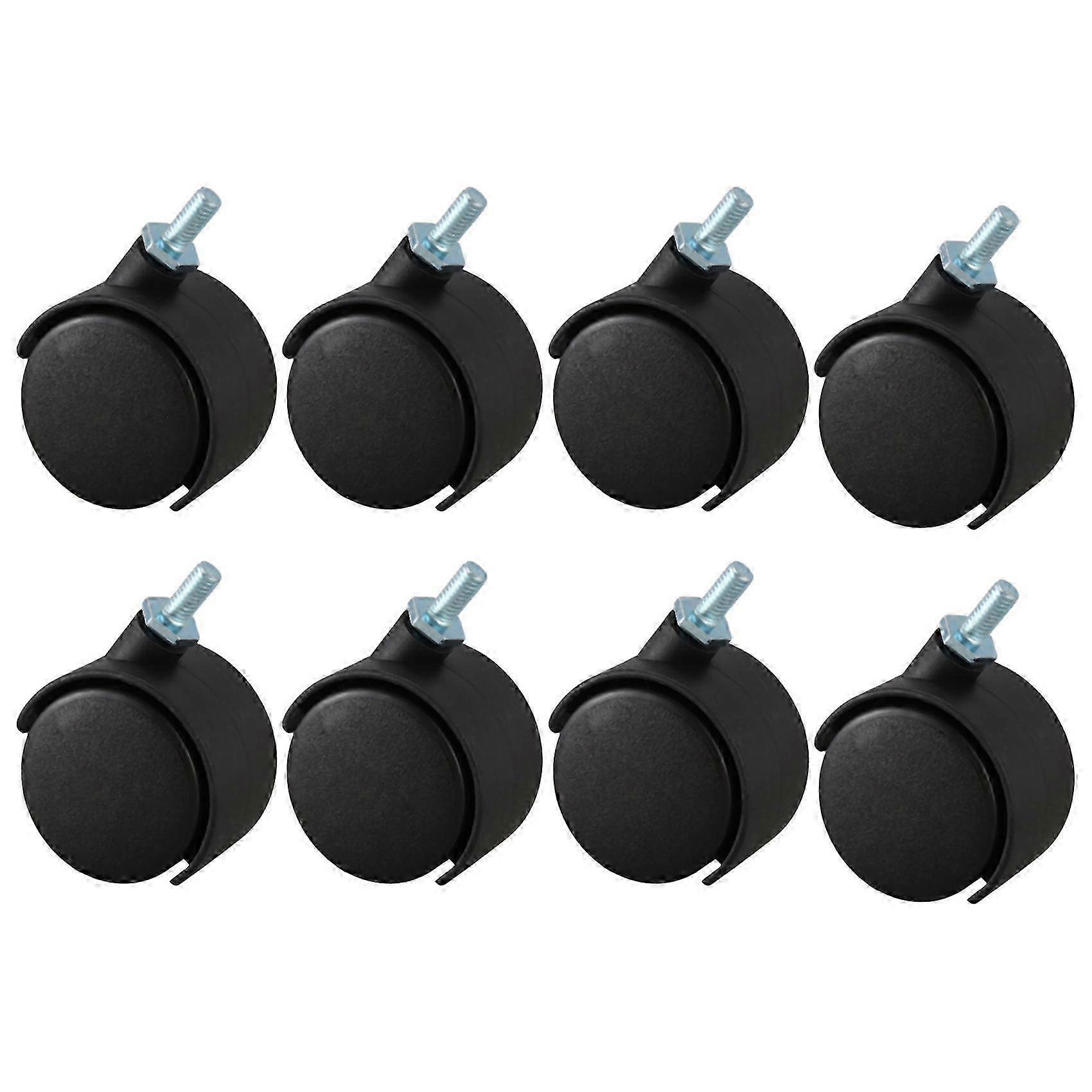 8Pcs 6mm Threaded Stem 40mm Dual Wheel Rotatable Caster