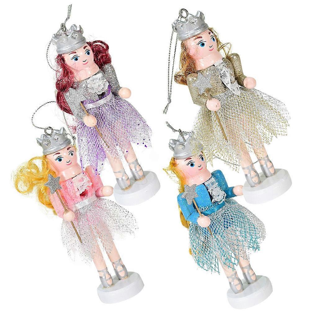 4pcs  Small  Nutcracker Pendant Wood Craft Nutcracker Puppet Hanging Nutcracker Decor