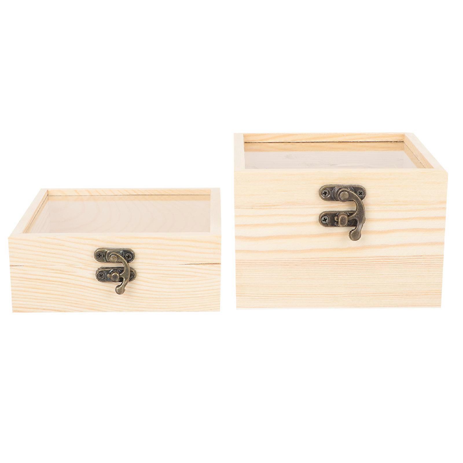 2Pcs Wood Storage Boxes Small Gift Wood Boxes Practical Storage Boxes