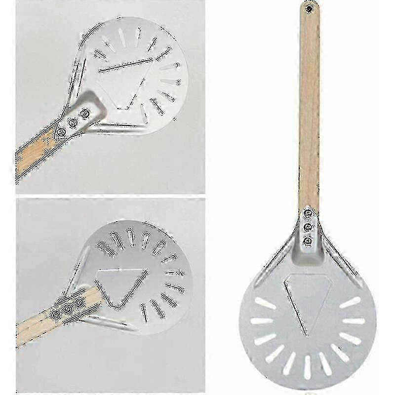 Pá para virar pizza profissional PDIN, com cabo longo de 7/8/9 polegadas, perfurada, em alumínio, tamanho pequeno (8 polegadas).