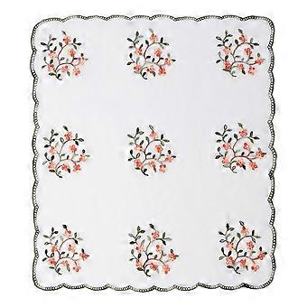 Fashionable Scarf Ethnic Print Headbands Blossom Embroidery Lace Square Scarf for Parties and Outings  White