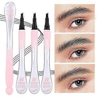 3Pcs Waterproof Liquid Eyebrow Pencil, 4 Teeth Durable Waterproof and Sweat Proof 3D Eyebrow Pencil, Easily Create Natural and Provided Brows-tfd