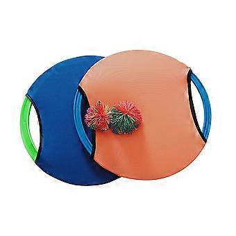 1pc elástico voador prato bola set jogar e pegar bola jogo jardim de infância pai-criança brinquedo (azul)