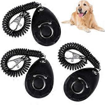3 Pcs Dog Clicker Training Set with Elastic Wrist Strap, Stainless Steel Shell, Clear Sound for Obedience and Behavior Correction