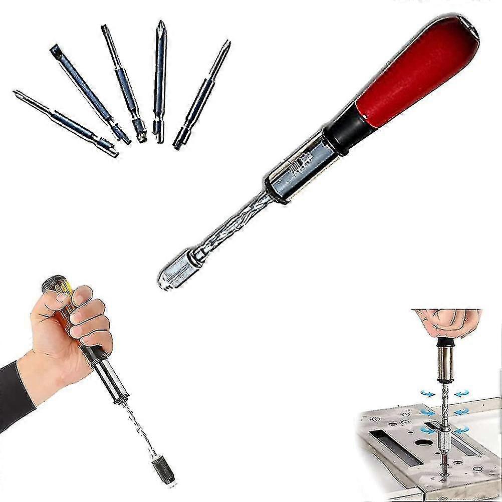 Push Pull Ratchet Screwdriver Adjustment Spiral Ratchet Screwdriver with 5 Replaceable Heads