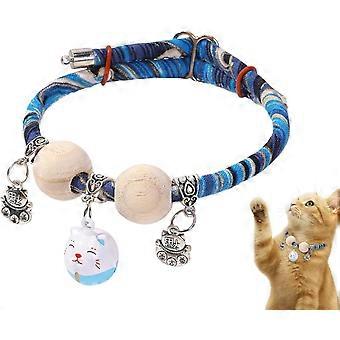 Cat Collar, Cedar Bead Pet Cat Collar, Adjustable Small Medium Large Animal Neck Decoration, All Day Wear Collars for Walking Training Holiday Ph
