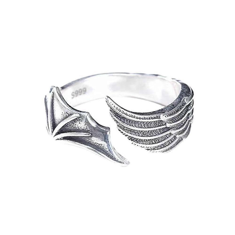 Angel and Devil Ring - Adjustable Alloy Wing Finger Ring for Couples