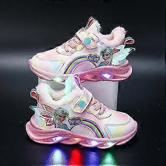 Mädchen Led Casual Sneakers Elsa Princess Print Outdoor Schuhe Kinder Light-up Anti-Rutsch-Schuhe für und Winter